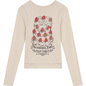 VILZSTUDIOS Strawberry Party Long Sleeve Slim Top