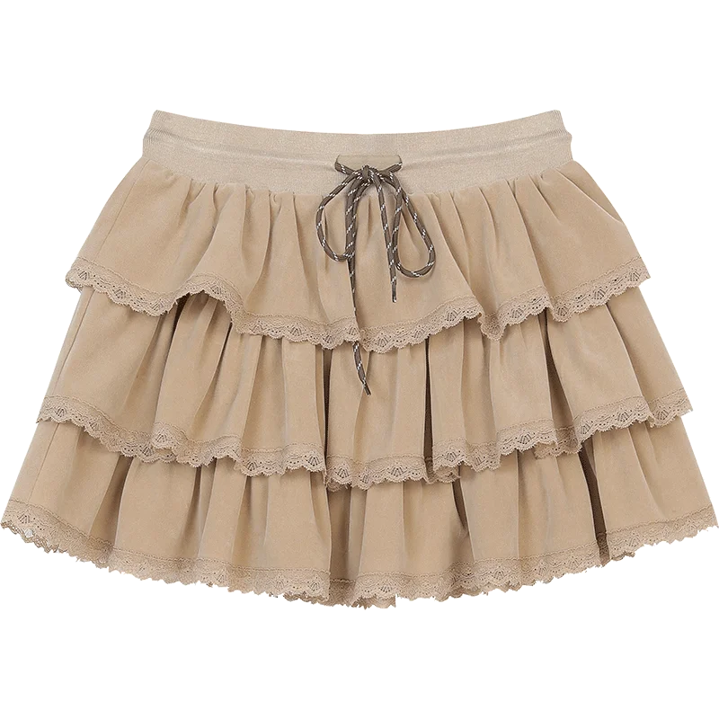 VILZSTUDIOS Y2K Lace Stitching A-Line High Waist Mini Skirt
