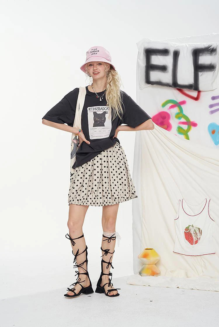 VILZSTUDIOS Chic High Waisted Dotted Skirt