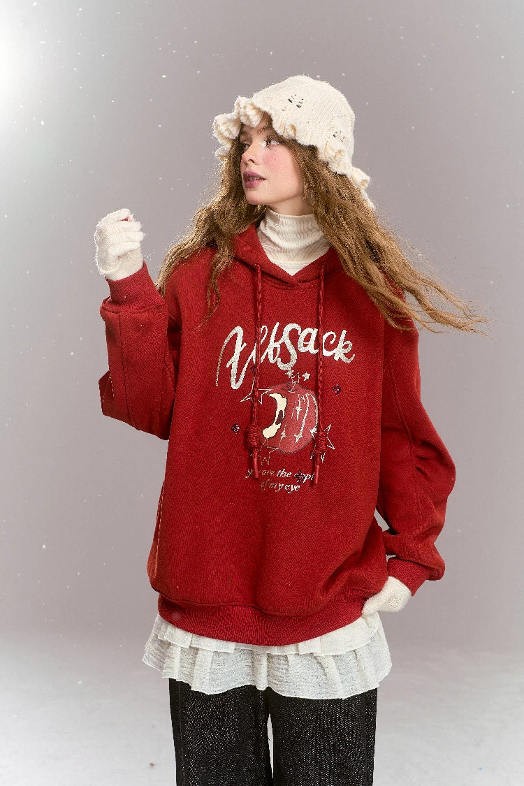 VILZSTUDIOS Sweet Preppy Style Cartoon Print Hoodie