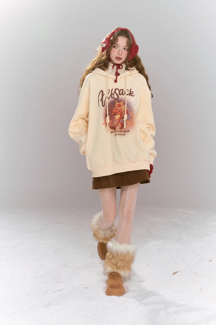 VILZSTUDIOS Sweet Preppy Style Cartoon Print Hoodie
