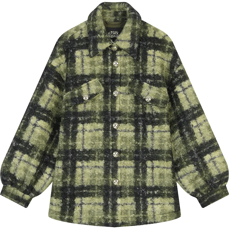 VILZSTUDIOS Retro Lapel Thickened Plaid Jacket