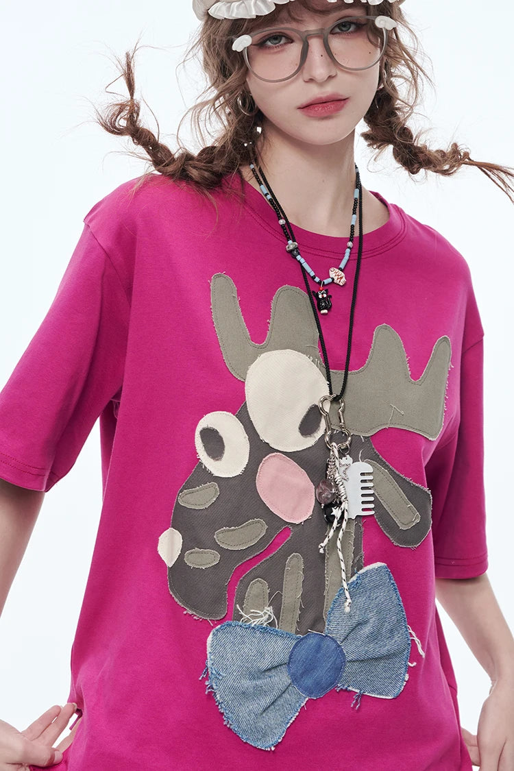 VILZSTUDIOS Cute Deer Cartoon Printed T-Shirt