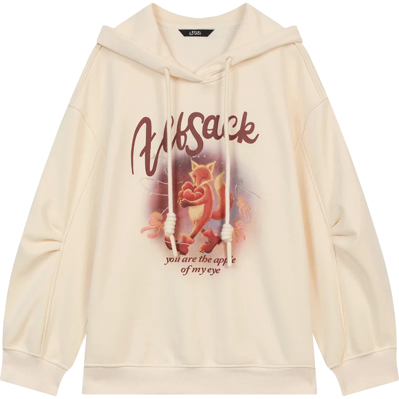 VILZSTUDIOS Sweet Preppy Style Cartoon Print Hoodie