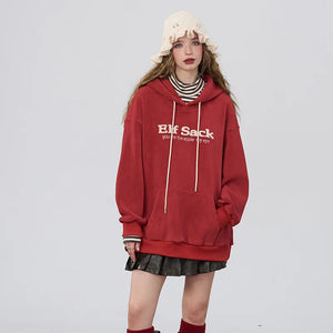 VILZSTUDIOS Red Retro Striped Turtleneck Hoodie