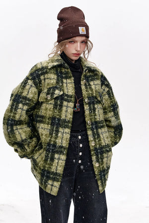 VILZSTUDIOS Retro Lapel Thickened Plaid Jacket