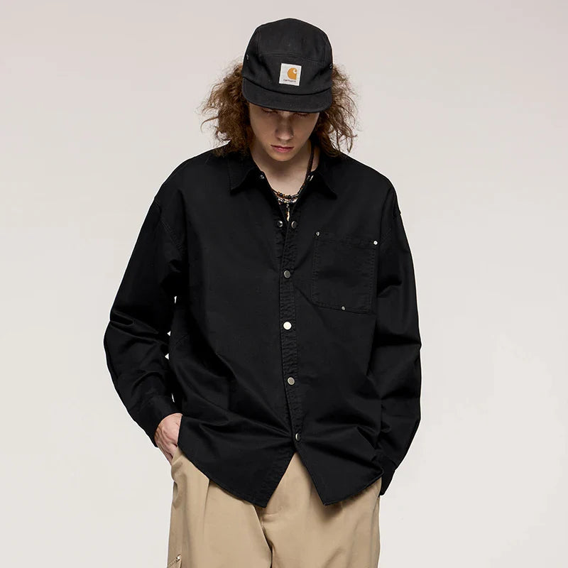 VILZSTUDIOS Vintage Solid Color Cotton Shirt