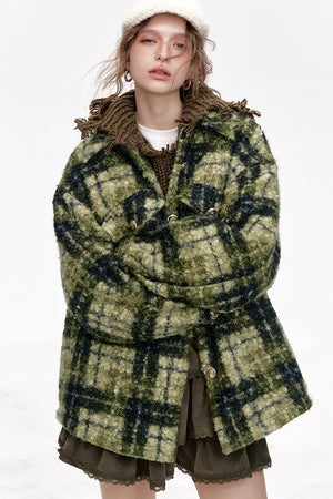 VILZSTUDIOS Retro Lapel Thickened Plaid Jacket