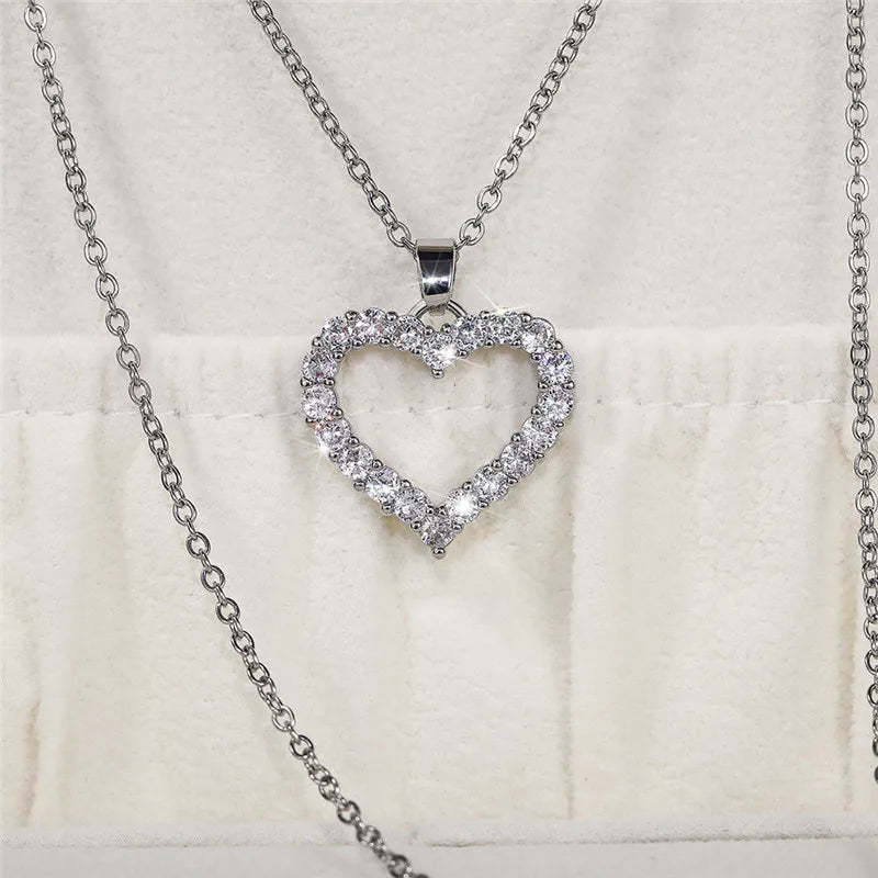 VILZSTUDIOS Bling Bling Princess Heart Pendant Necklace