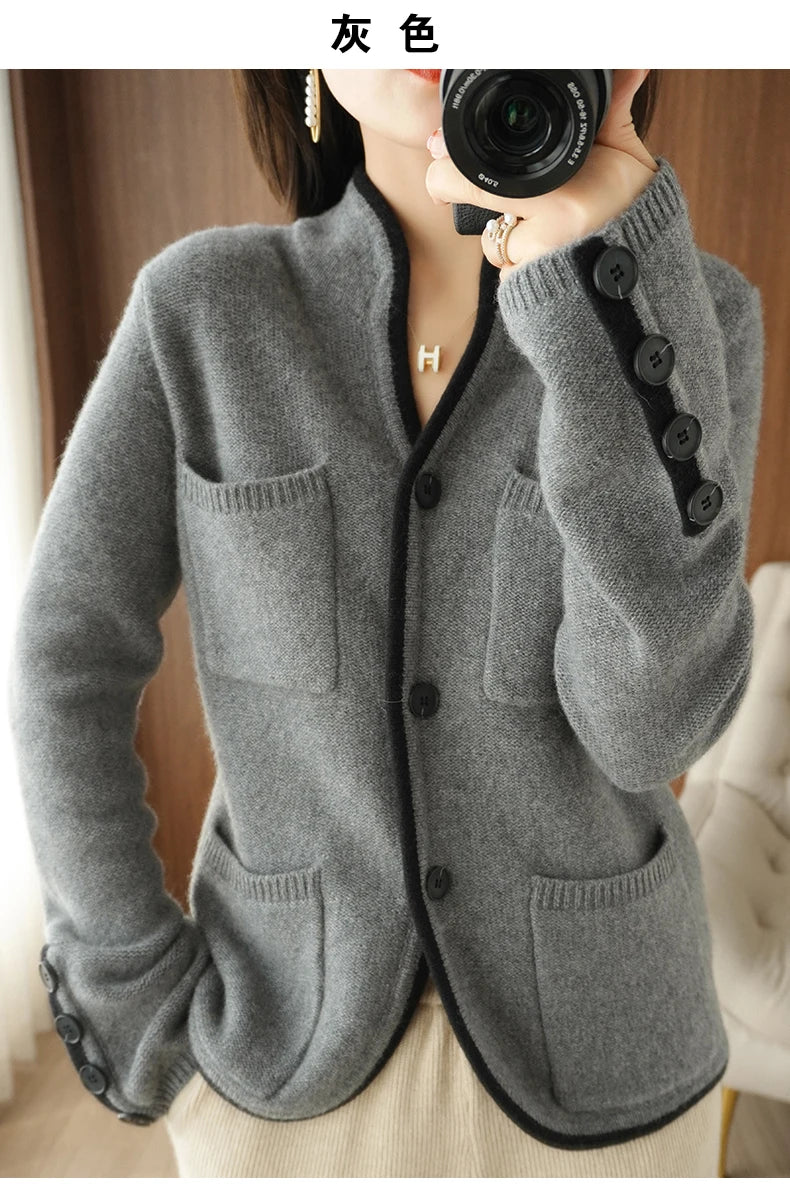 VILZSTUDIOS Soft Wool Buttoned Sleeve Cardigan