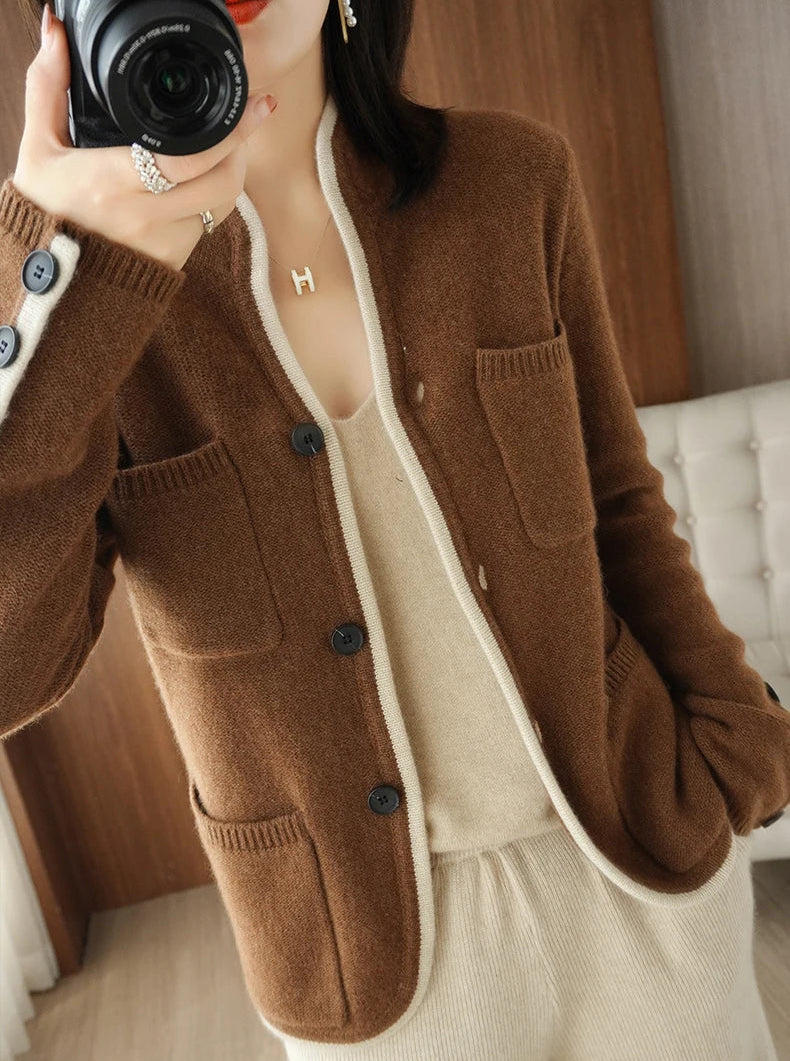 VILZSTUDIOS Soft Wool Buttoned Sleeve Cardigan