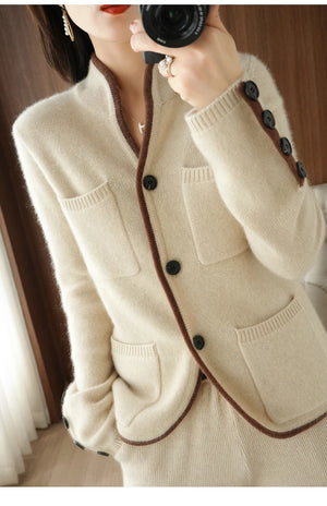 VILZSTUDIOS Soft Wool Buttoned Sleeve Cardigan