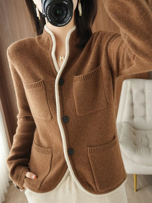 VILZSTUDIOS Soft Wool Buttoned Sleeve Cardigan