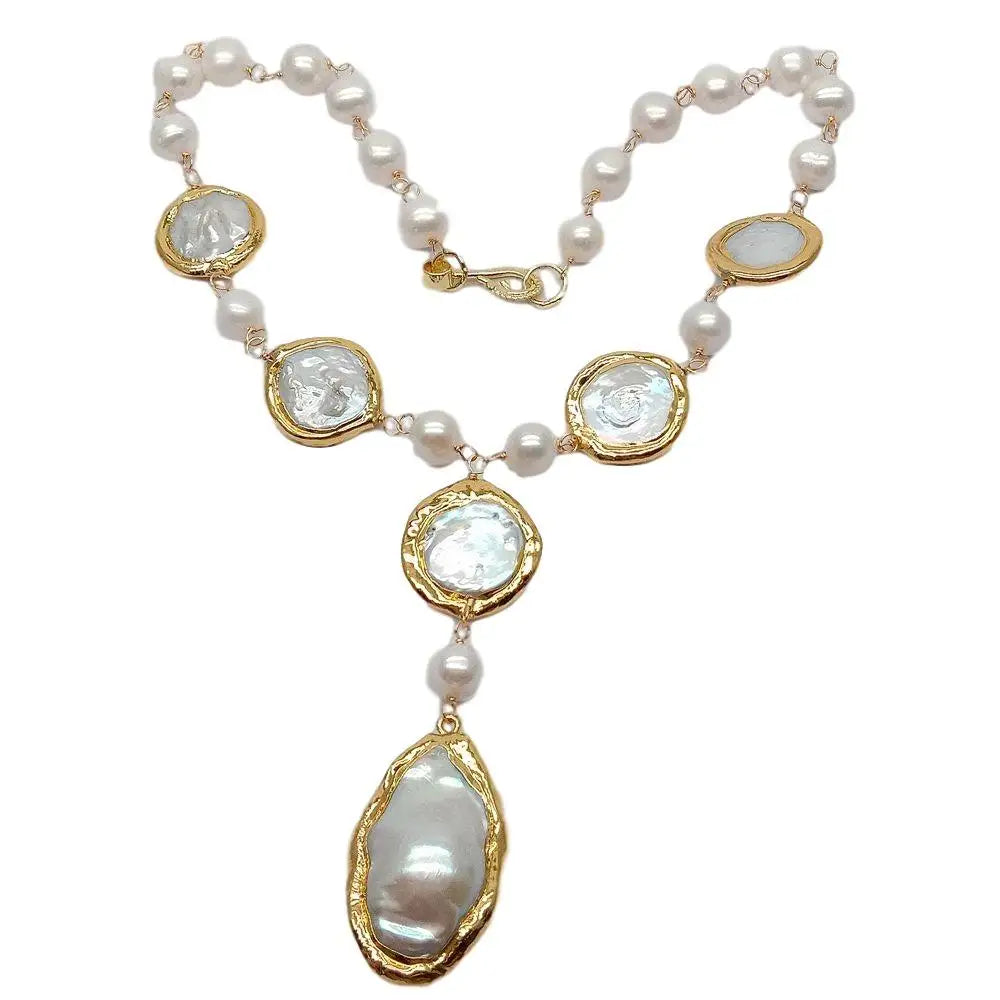 VILZSTUDIOS Natural White Round Coin Necklace