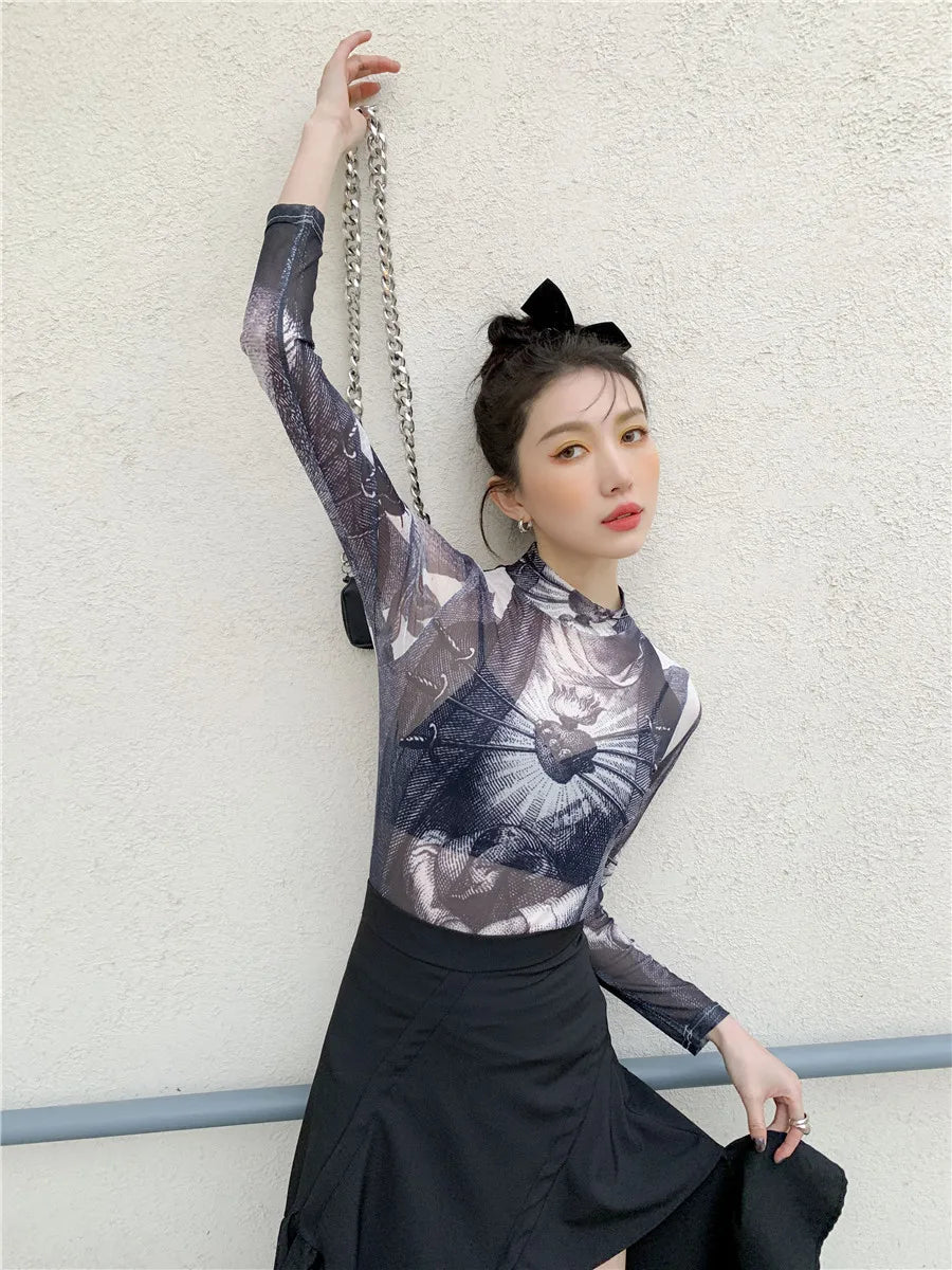 VILZSTUDIOS Chic Gothic Mesh Trend Top