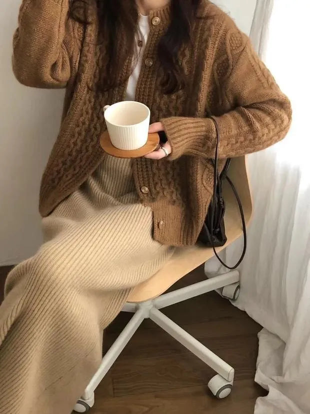 VILZSTUDIOS Loose Twist Knitted Cardigan