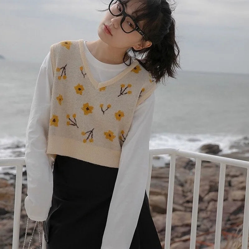 VILZSTUDIOS Chic Vintage Knitted Sleeveless Sweater