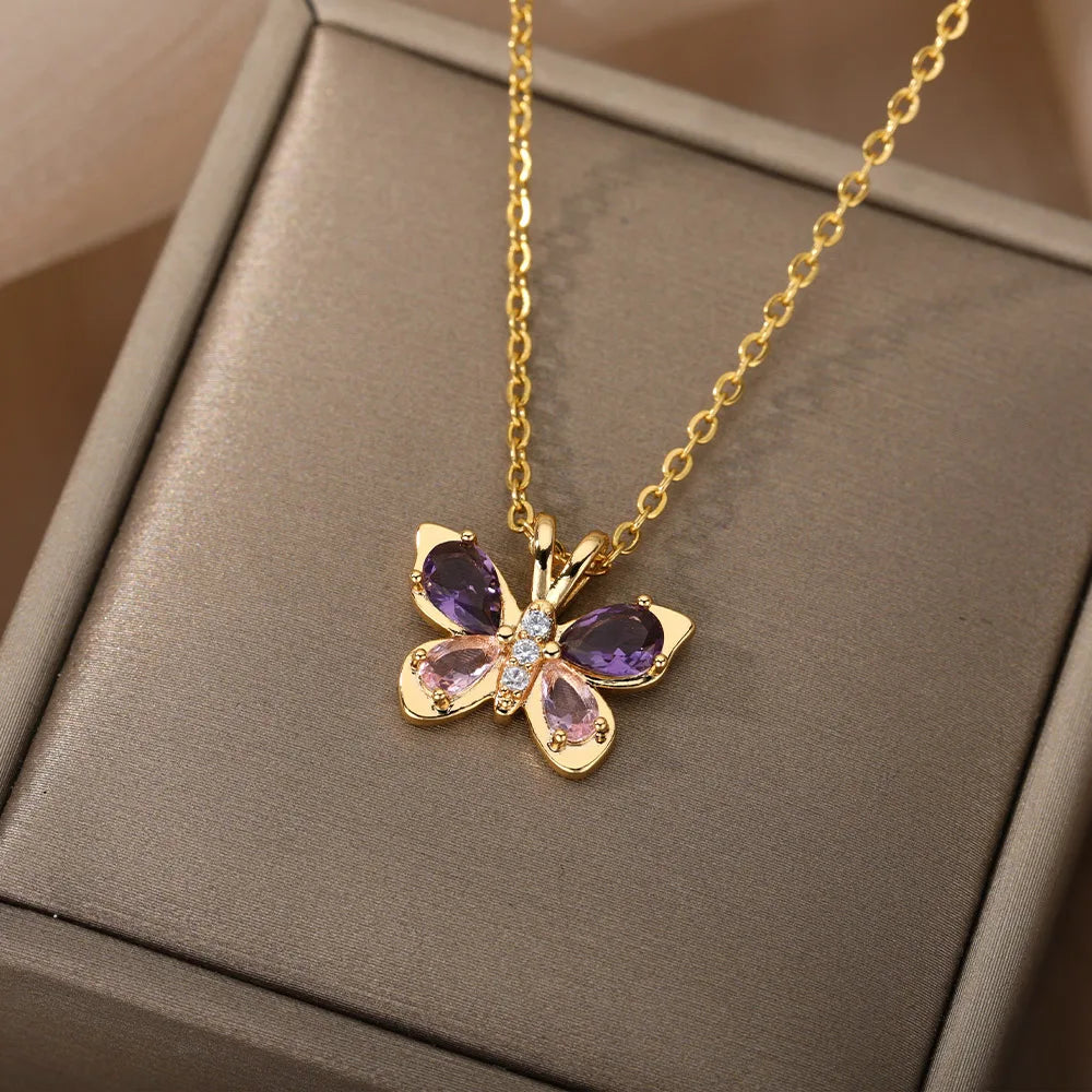 VILZSTUDIOS Zircon Butterfly Pendant Necklace