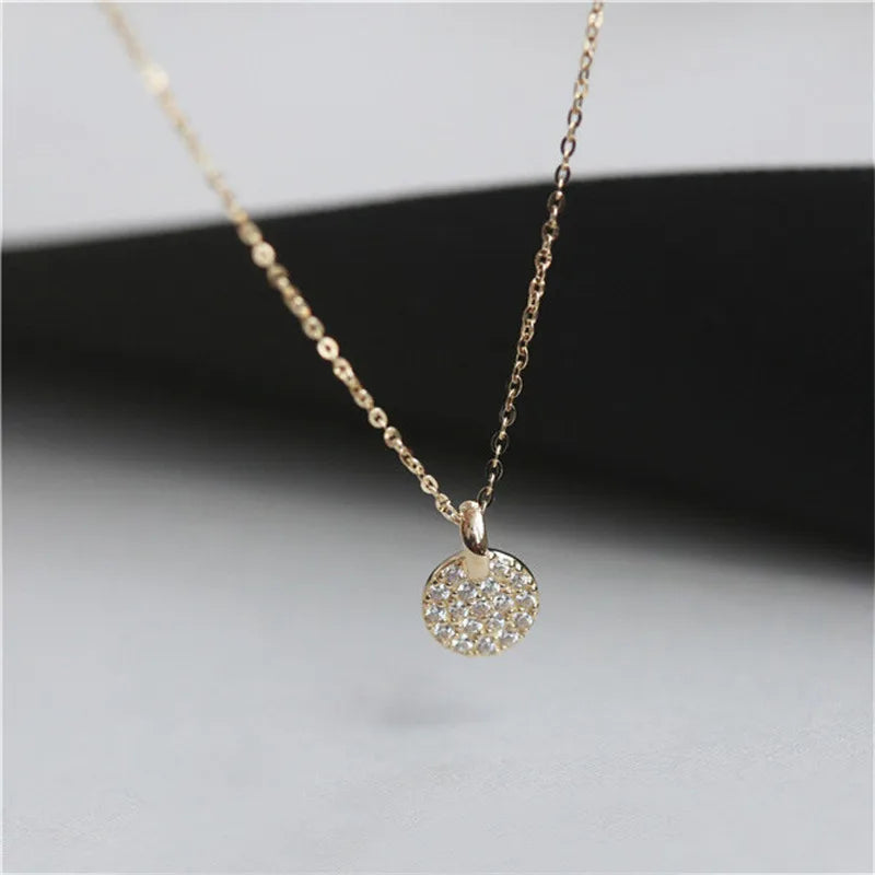 VILZSTUDIOS 925 Sterling Silver French Simple Crystal Necklace