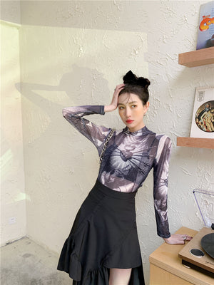 VILZSTUDIOS Chic Gothic Mesh Trend Top