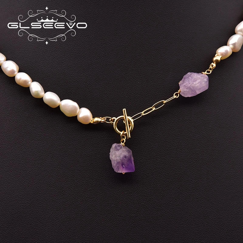 VILZSTUDIOS Natural Pearl Amethyst Necklace