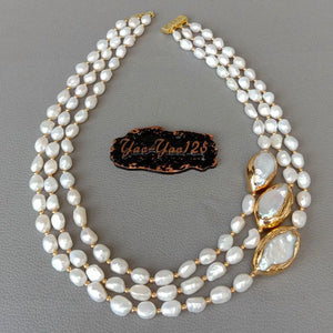 VILZSTUDIOS 3 strands Baroque Pearl Necklace