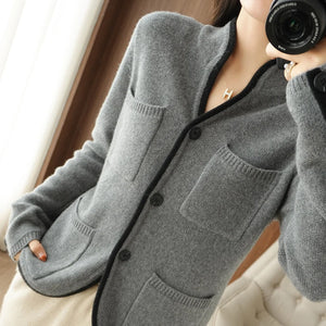 VILZSTUDIOS Soft Wool Buttoned Sleeve Cardigan