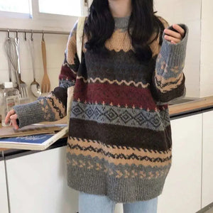 VILZSTUDIOS Cozy Striped Winter Women's Sweater