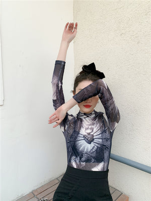 VILZSTUDIOS Chic Gothic Mesh Trend Top