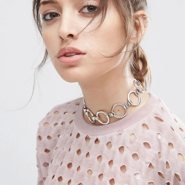 Colorful Metal Round Choker Necklace Set