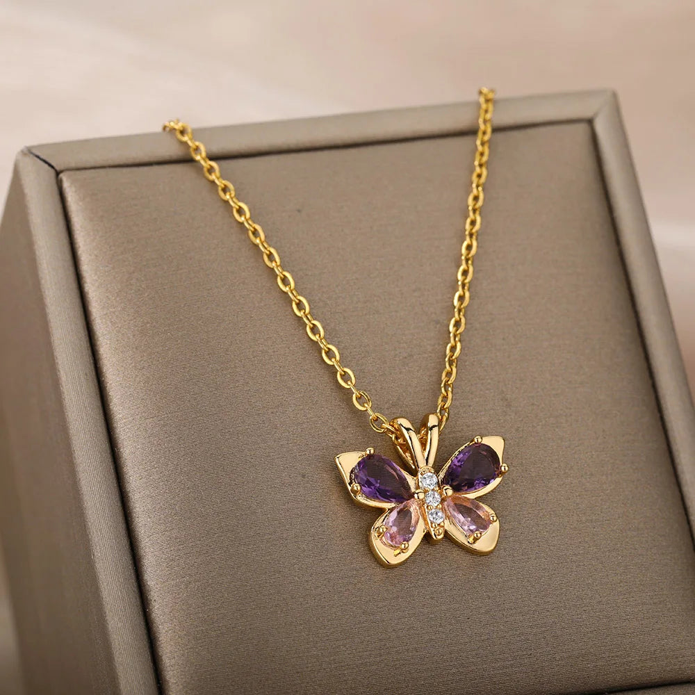 VILZSTUDIOS Zircon Butterfly Pendant Necklace