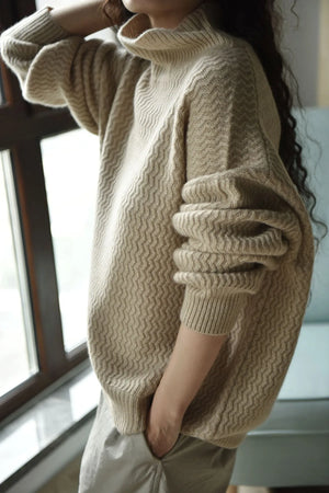 VILZSTUDIOS Loose Turtleneck Knitted Cashmere Sweater