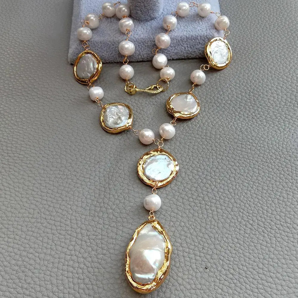 VILZSTUDIOS Natural White Round Coin Necklace