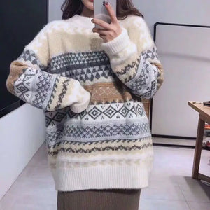 VILZSTUDIOS Cozy Striped Winter Women's Sweater