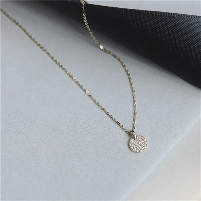 VILZSTUDIOS 925 Sterling Silver French Simple Crystal Necklace