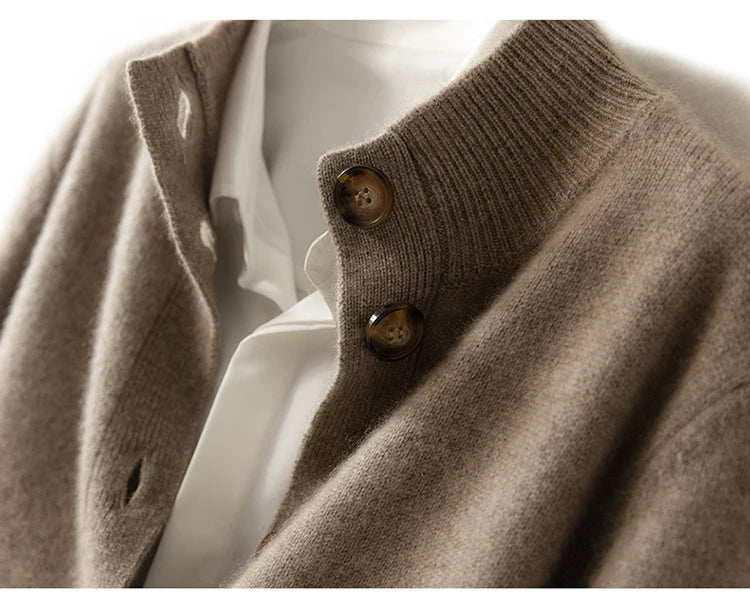 VILZSTUDIOS Half High Neck Warm Wool Cardigan