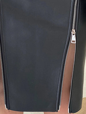 VILZSTUDIOS Soft Black PU Leather High Waist Skirts
