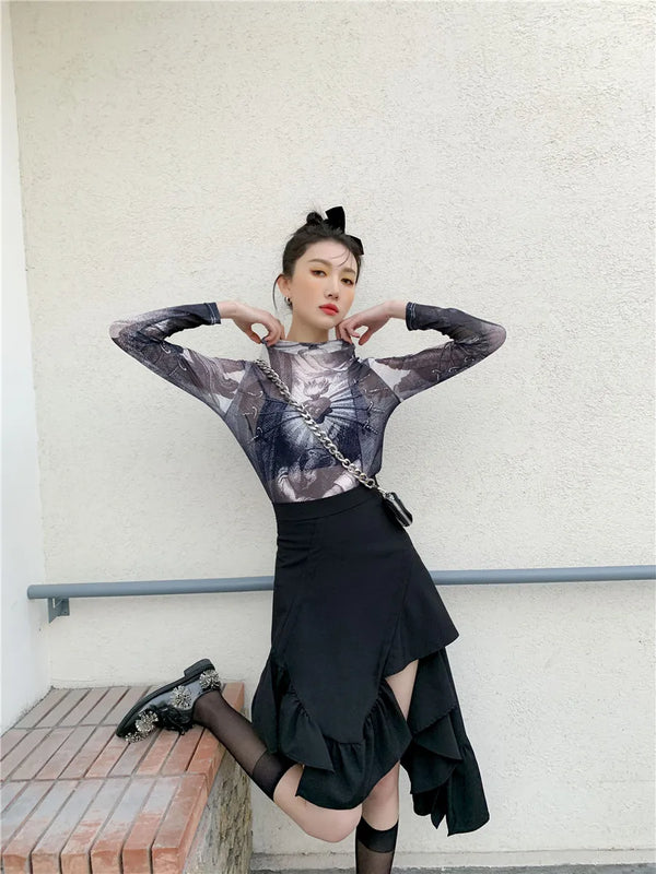 Chic Gothic Mesh Trend Top