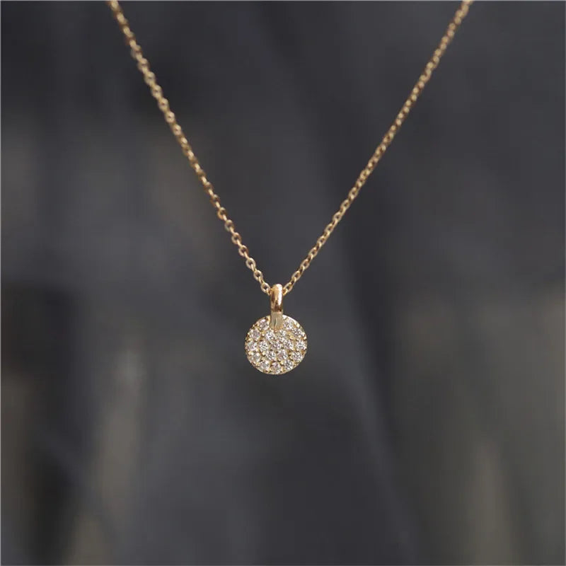 VILZSTUDIOS 925 Sterling Silver French Simple Crystal Necklace