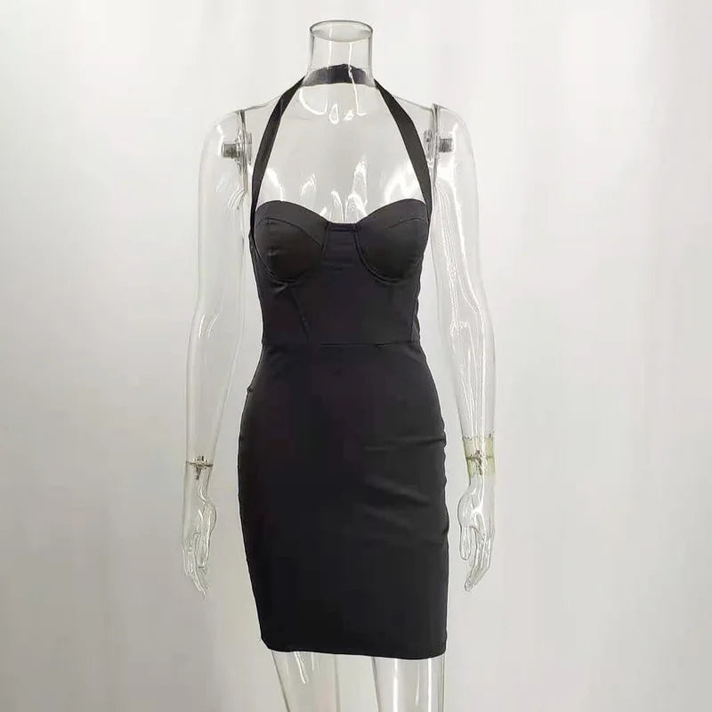 VILZSTUDIOS Satin Backless Sexy Mini Dress