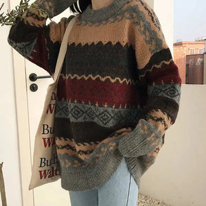 VILZSTUDIOS Cozy Striped Winter Women's Sweater