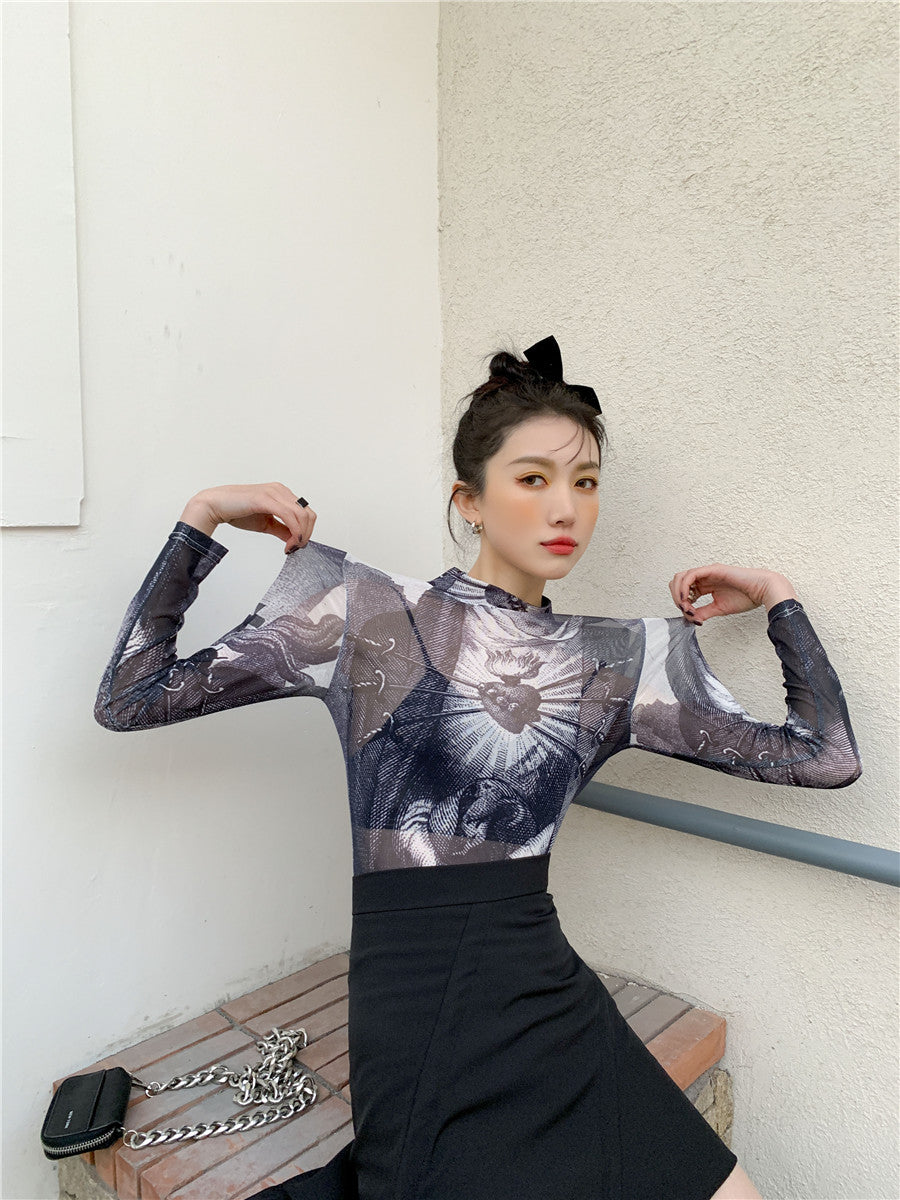 VILZSTUDIOS Chic Gothic Mesh Trend Top