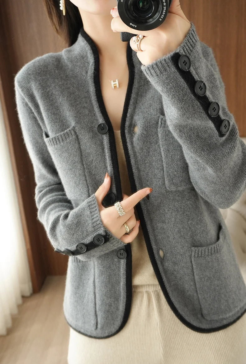 VILZSTUDIOS Soft Wool Buttoned Sleeve Cardigan