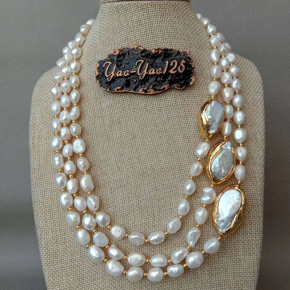 VILZSTUDIOS 3 strands Baroque Pearl Necklace