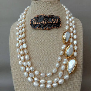 VILZSTUDIOS 3 strands Baroque Pearl Necklace