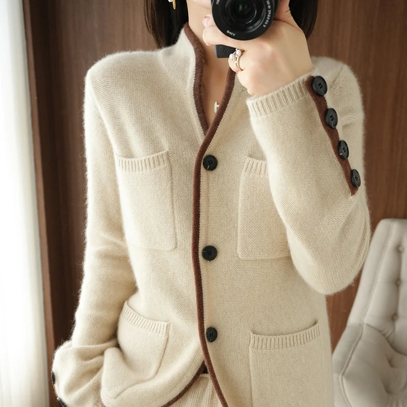 VILZSTUDIOS Soft Wool Buttoned Sleeve Cardigan