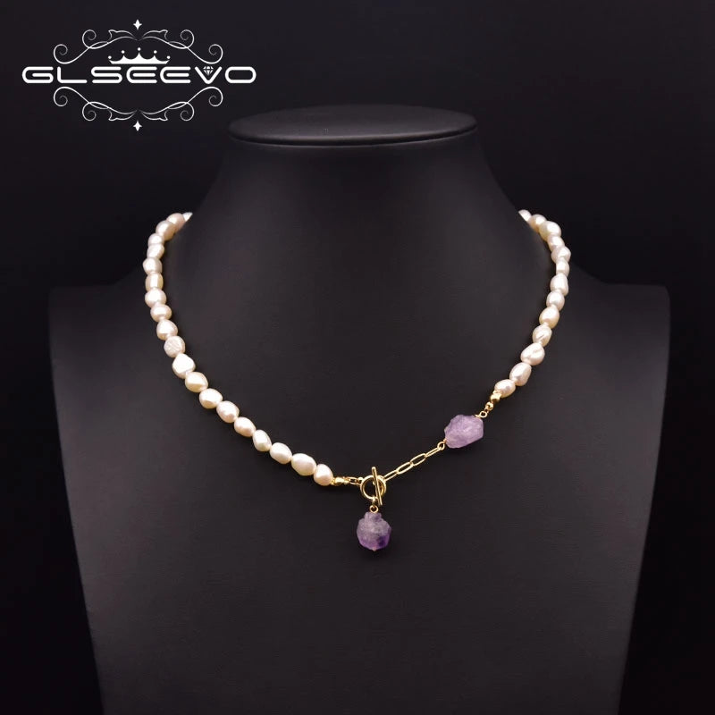 VILZSTUDIOS Natural Pearl Amethyst Necklace