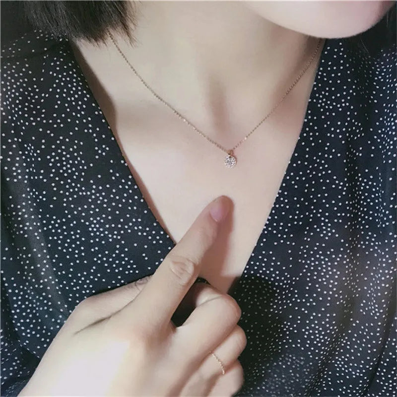 VILZSTUDIOS 925 Sterling Silver French Simple Crystal Necklace