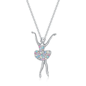 VILZSTUDIOS Crystal Zircon Charm Dancing Ballerina Necklace