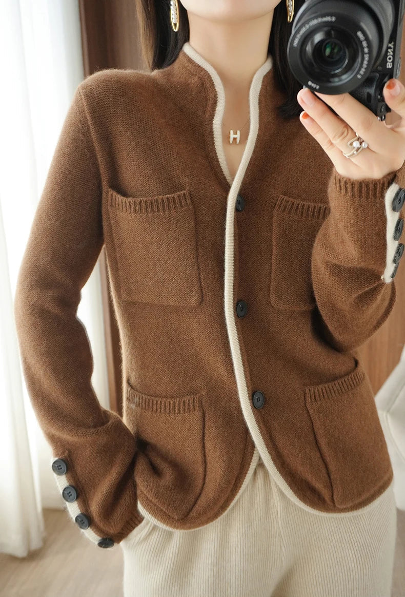 VILZSTUDIOS Soft Wool Buttoned Sleeve Cardigan